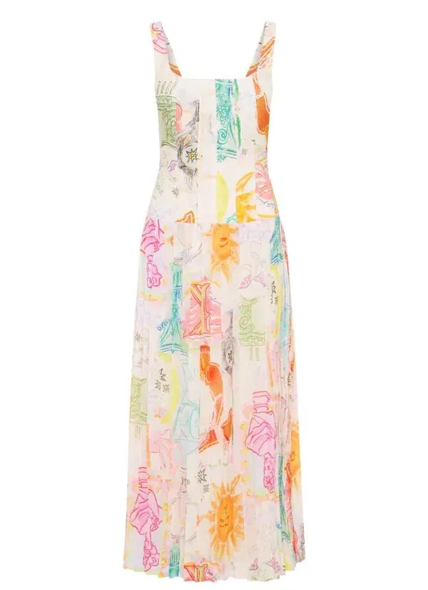 Kate Ford  Ethelinda Pleated Corset Midi Dress Solstice Print Size 4 / AU 14 photo 6