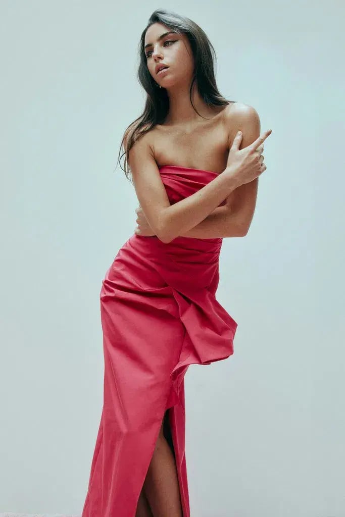 Aje Roma Draped Midi Dress Rich Magenta Size 6 photo 4