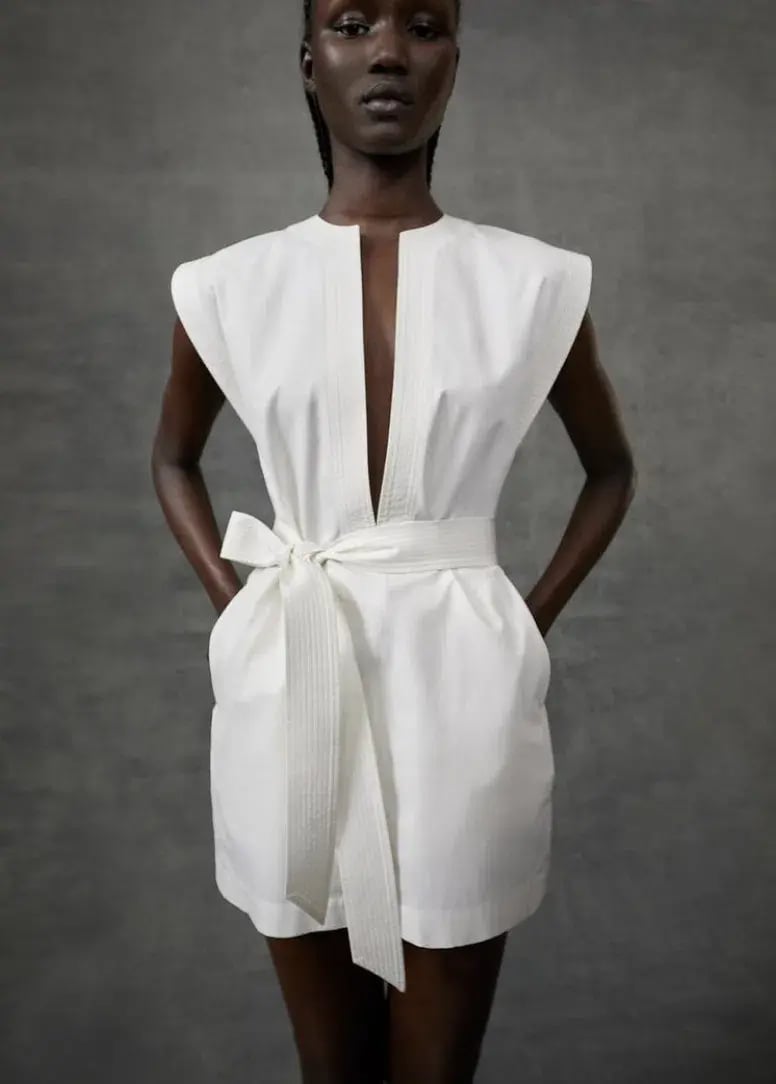 Wardrobe NYC Mini Kaftan Dress White Size 8/S photo 2