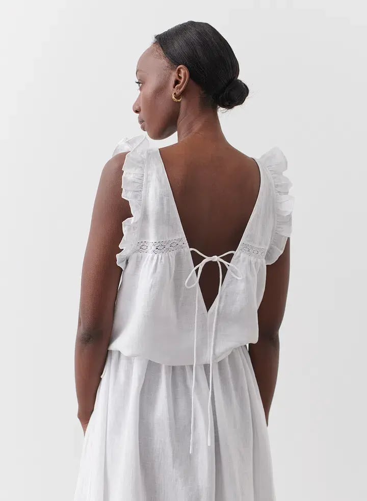 Joslin Gracie Linen Maxi Dress White Size 10 photo 4