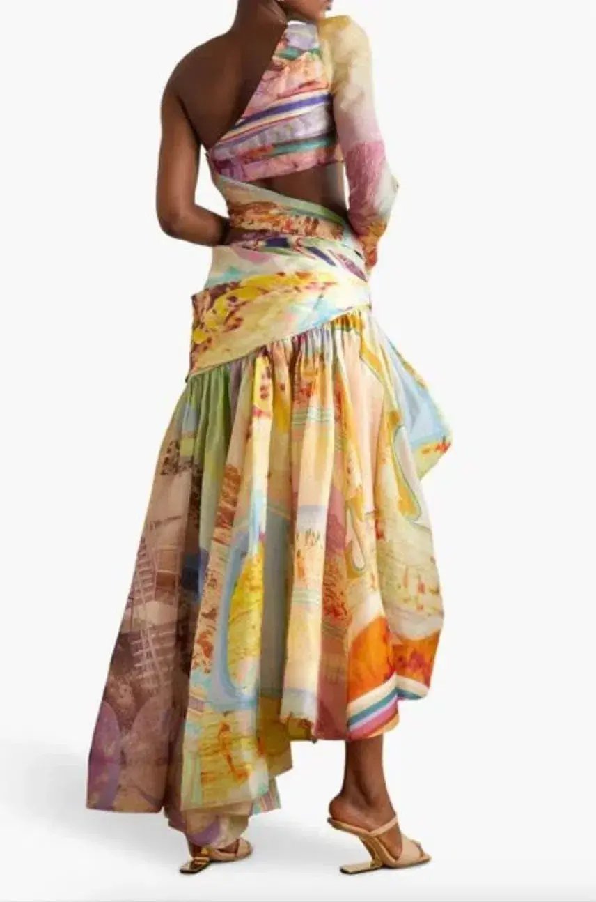 Zimmermann Tama Asymmetric Cut Out Dress Poster Print Size 0 / AU 8 photo 3