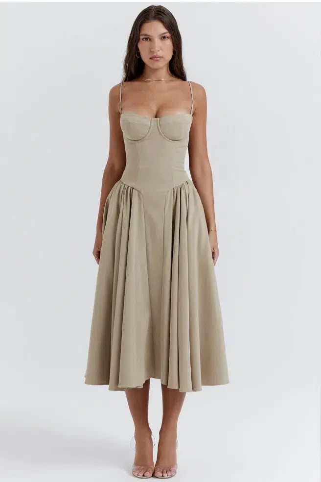 House of CB Samaria  Corset Sundress Taupe Size 8 photo 2