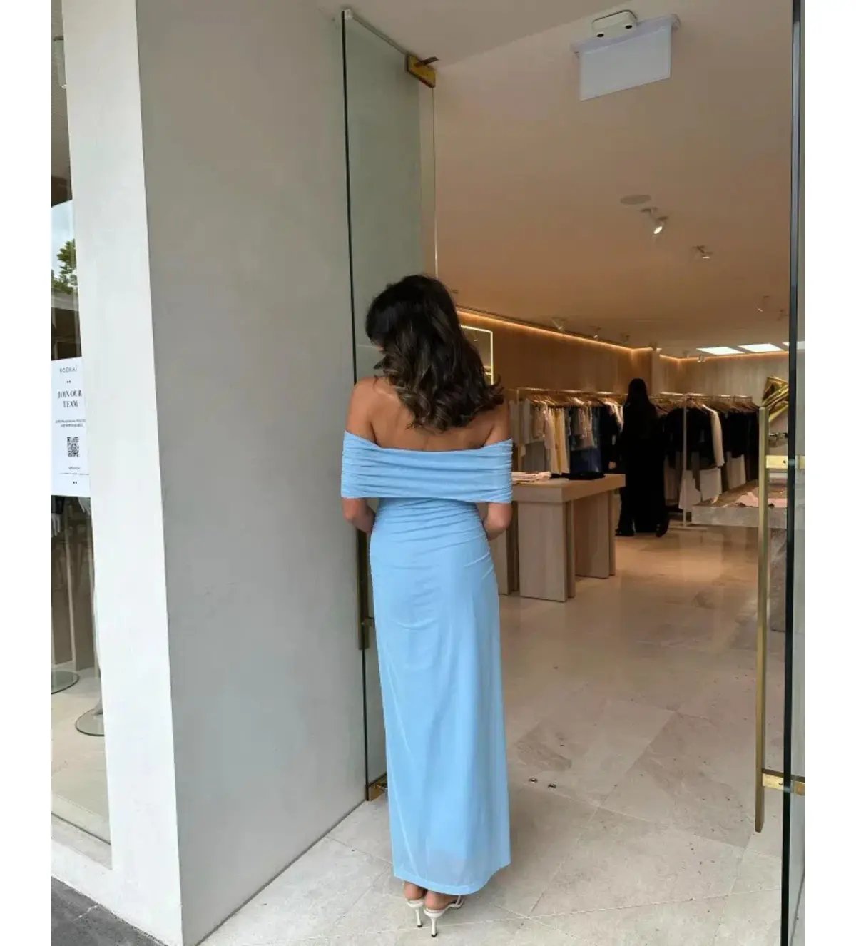 Kookai Bolt Off Shoulder Midi Dress Powder Blue Size AU 6 photo 6