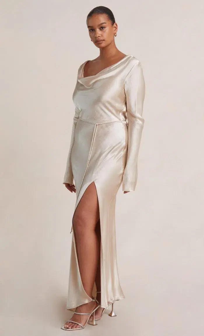 Bec & Bridge Moon Dance Long Sleeve Cowl Dress Sand Size 12 photo 2