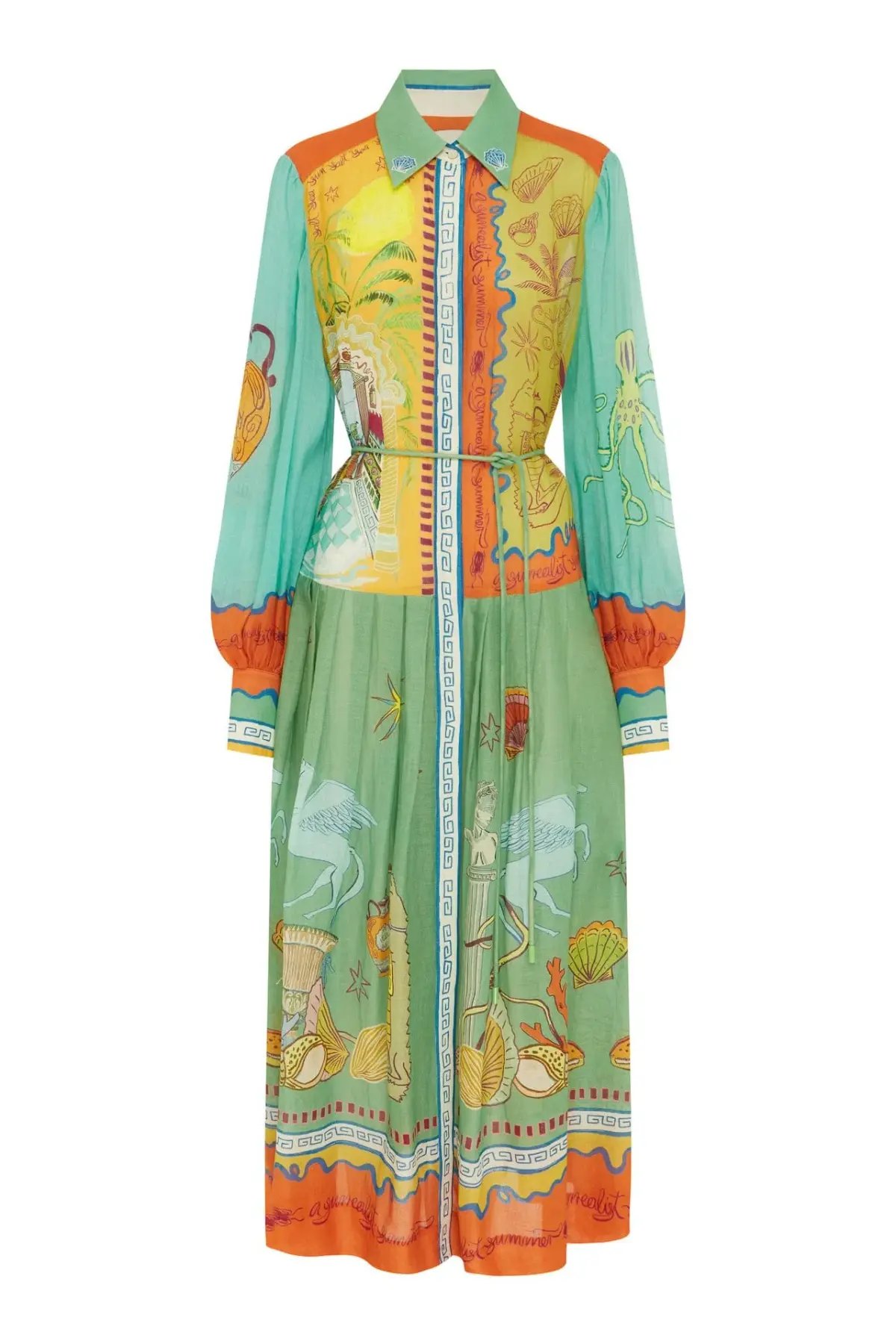 Alemais Surrealist Summer Ramie Shirtdress Multi Size 10 photo 6