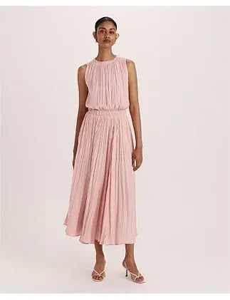 Saba Lillian Pleated Midi Dress Rose Size 12 photo 2