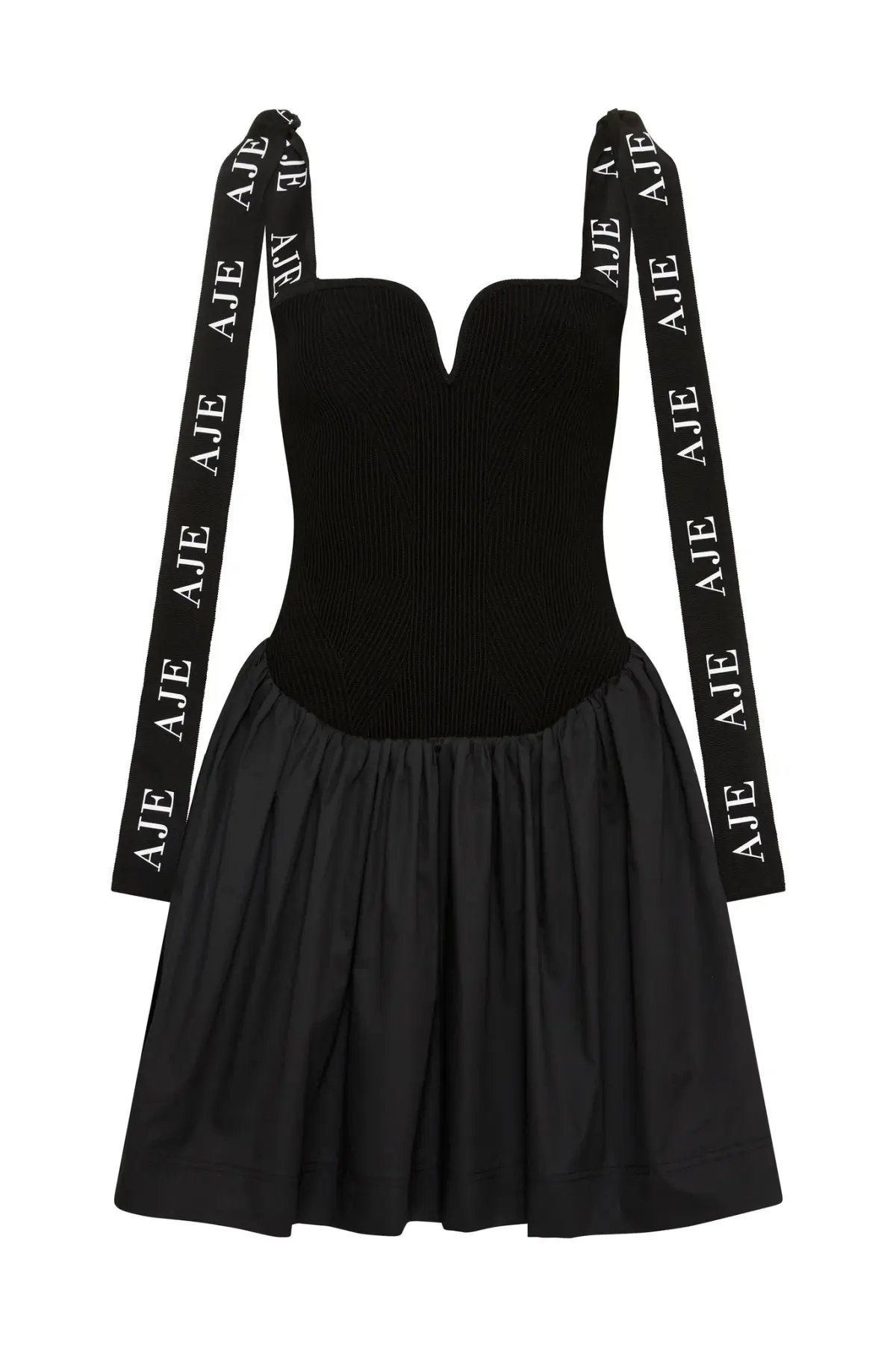 Aje Mira Logo Strap Tulip Mini Dress Black Size 8 photo 4