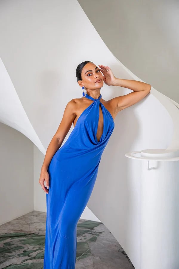 SNEAKY LINK SAINT PLUNGE MAXI DRESS - SAPPHIRE photo 3