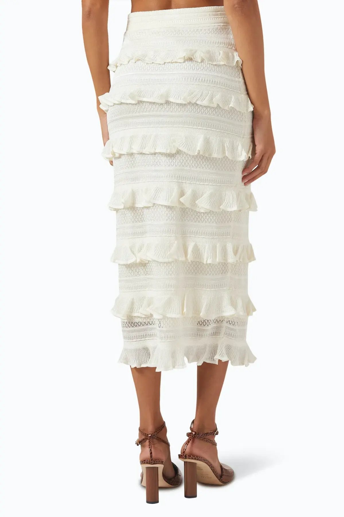 Zimmermann Wonderland Frilled Lace Top and Midi Skirt Set White Size 0 / AU 8 photo 4