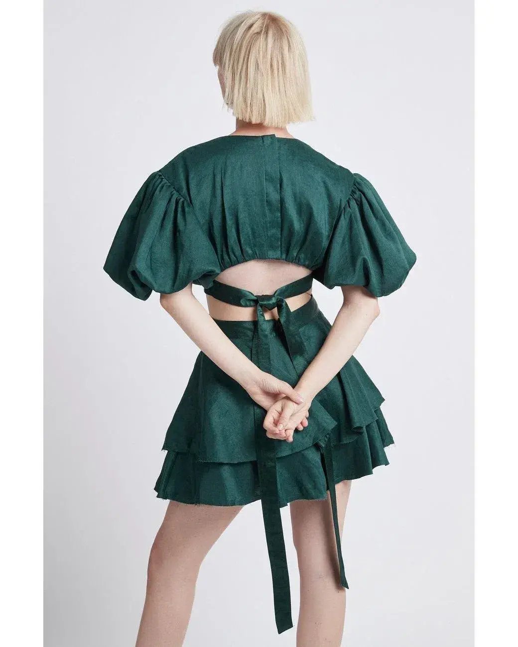 Aje Gracious Cut Out Mini Dress Green Size 8 photo 3