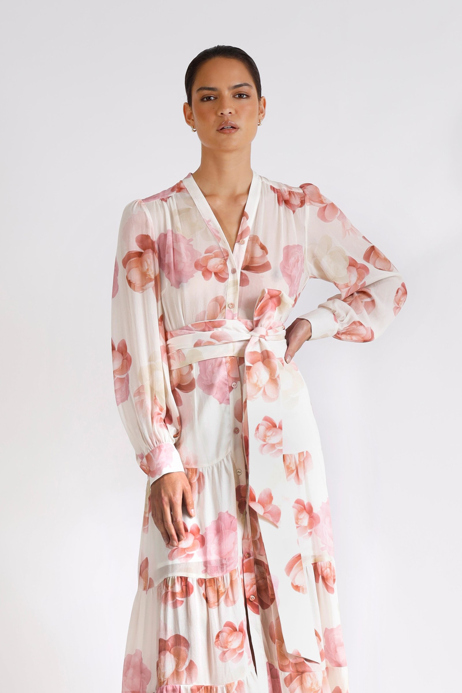 PASDUCHAS MEMOIRS SHIRT MIDI DRESS - PINK FLORAL photo 2
