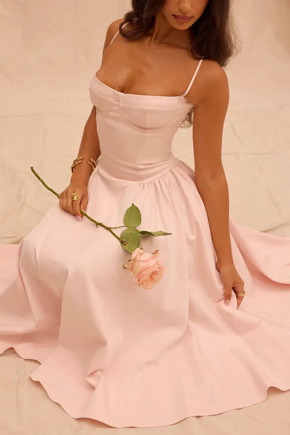 House Of CB Samaria Parfait Twill Corset Midi Dress Peach Size S / AU 8 photo 4