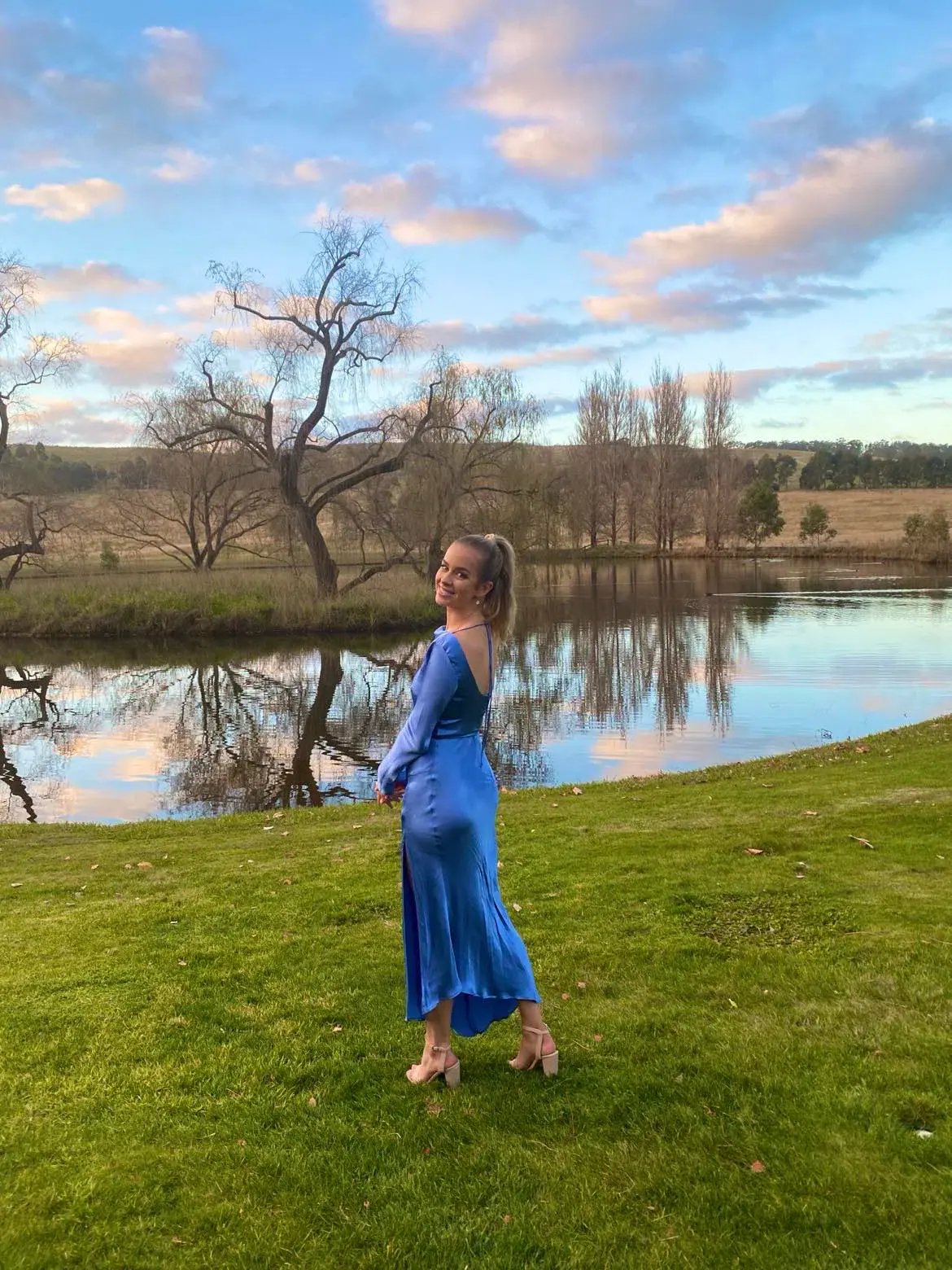 Bec & Bridge Delphine Long Sleeve Midi Dress Blue Size 8 photo 3