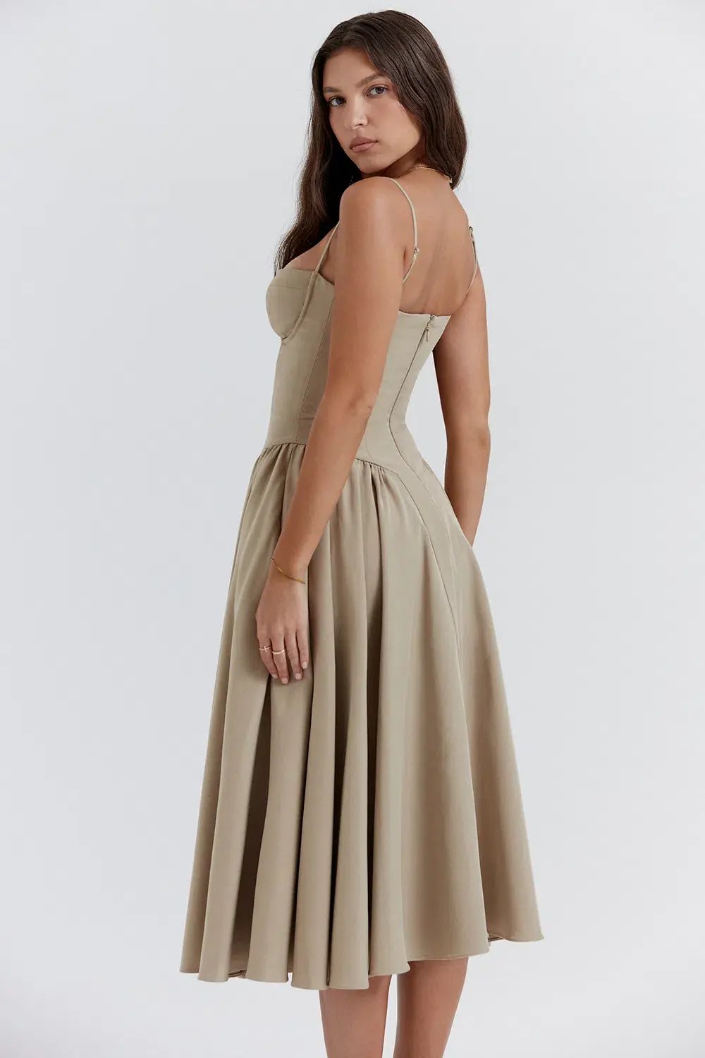 House of CB Samaria Corset Sun Dress Taupe Size 14 photo 2