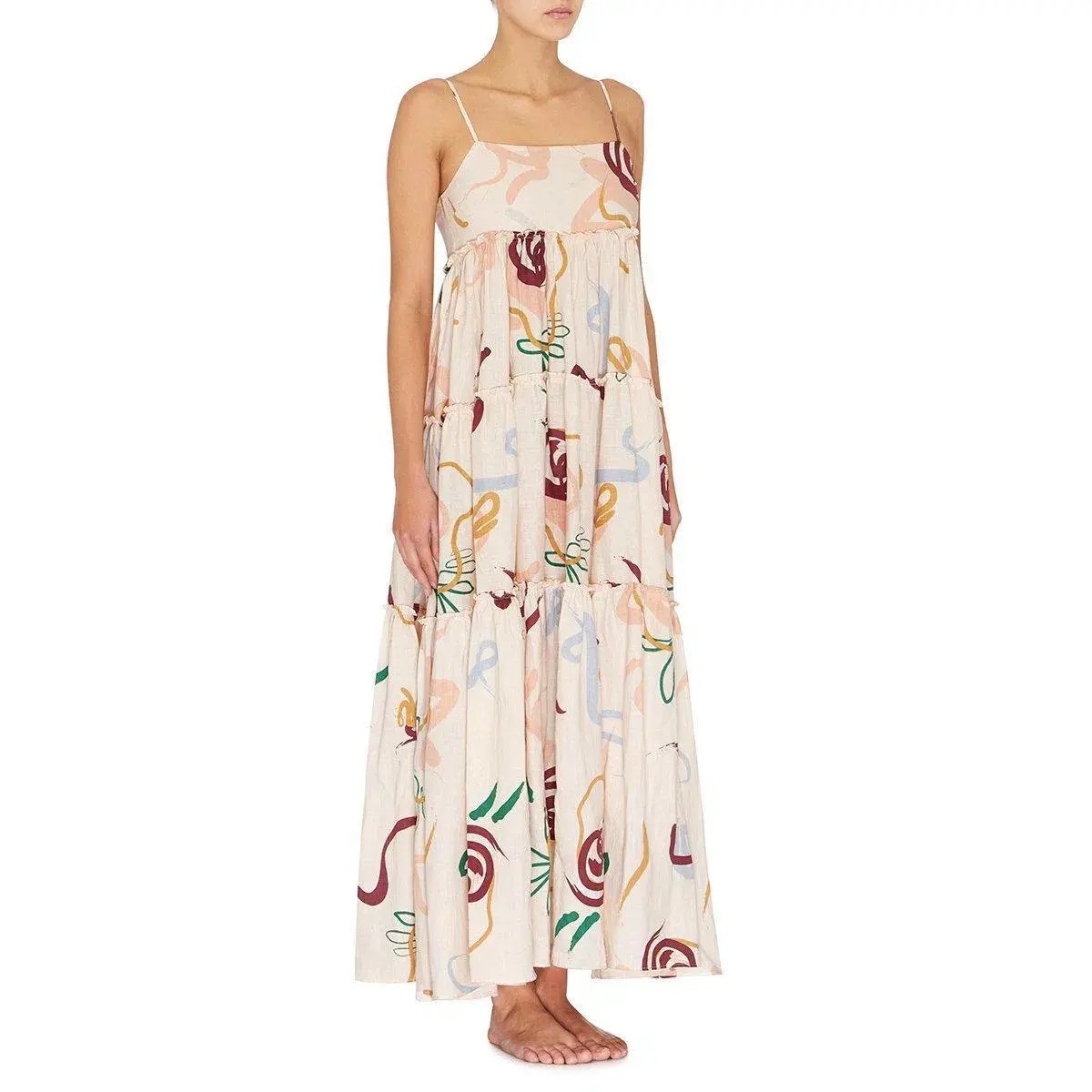 Skye and Staghorn Lottie Tiered Maxi Dress Print Size 8 photo 2