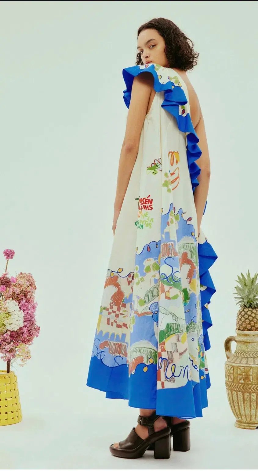 Alemais Nadia Dress One Shoulder Ruffle Maxi Print Size AU 16 photo 5