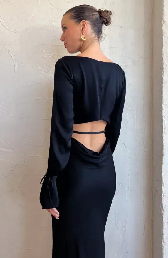 Bec & Bridge Diamond Days Long Sleeve Maxi Dress Black Size 10 / M photo 4