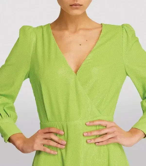 Olivia Rubin Danni Sequin Midi Dress Lime Green Size 10 photo 2