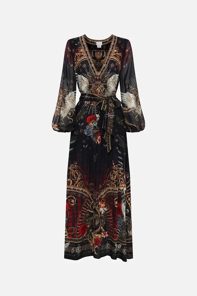 Camilla Robbie Williams 'Do I Entertain You" V Neck Belted Dress Print Size 14 photo 4
