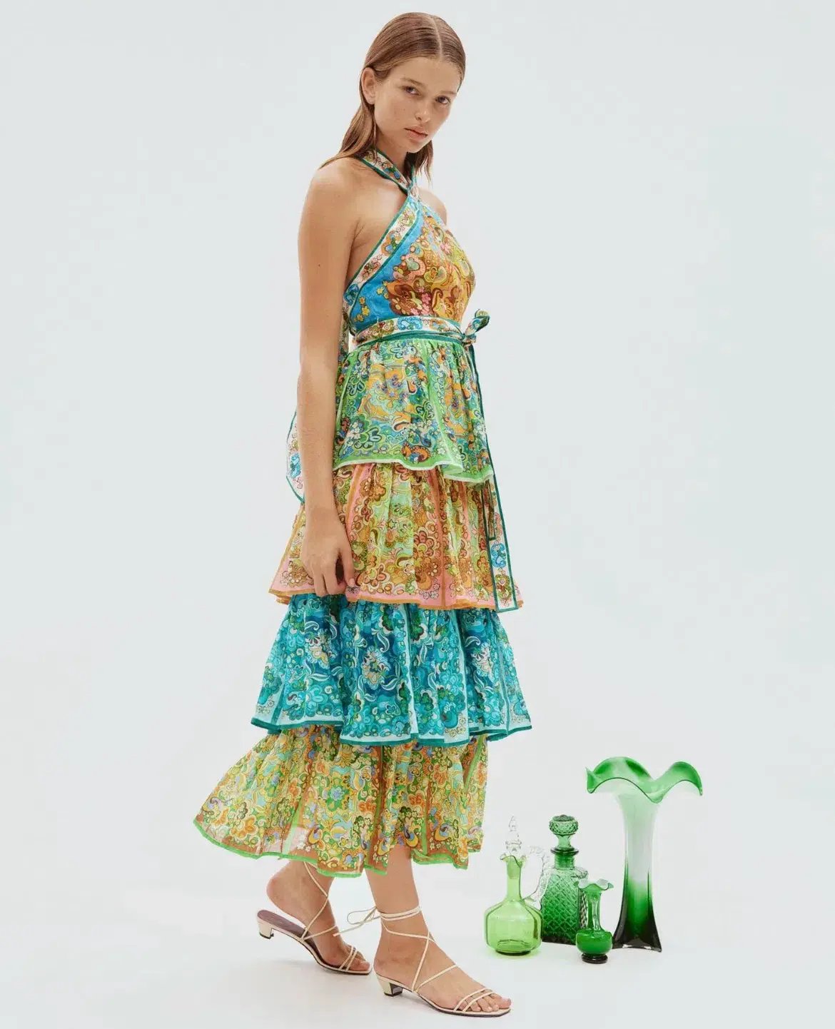 Alemais Dreamer Halter Tier Dress in Multi Size 10 photo 2