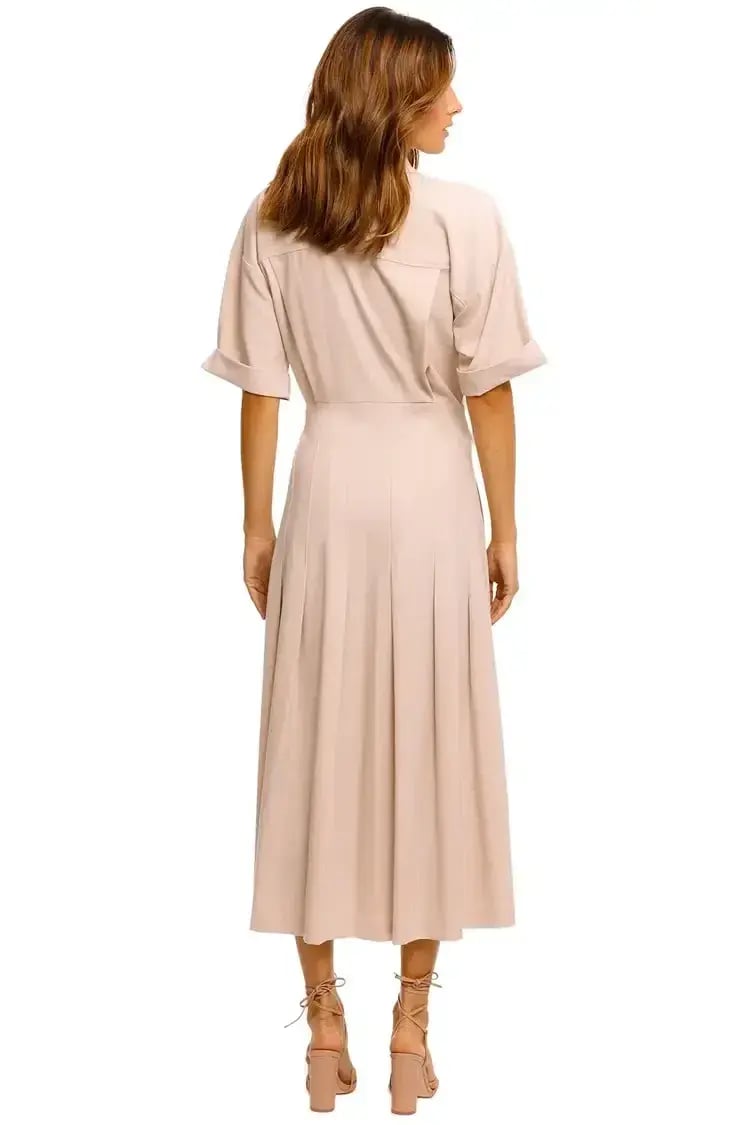 Camilla and Marc Corsica Pleated Dress in Oatmeal Size 14 photo 3