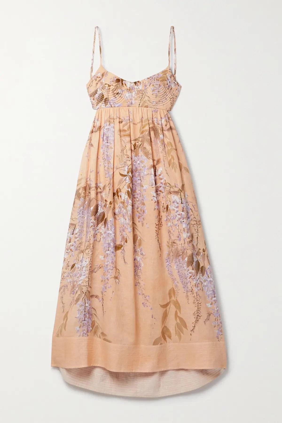 Zimmermann Rosa Bralette Midi Dress Lilac Wisteria Floral Size 0 / AU 8 photo 5
