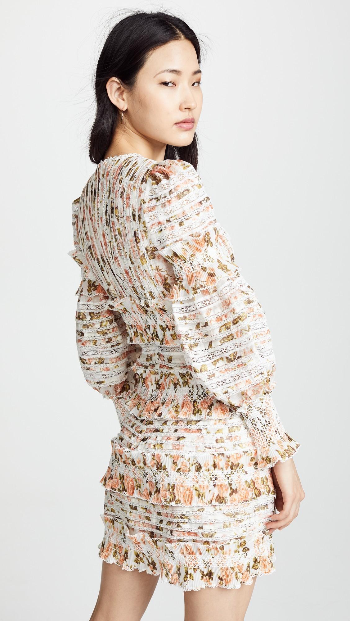 Zimmermann Radiate Smocked Mini Dress Peach Rose Floral Size 0 / AU 8 photo 4