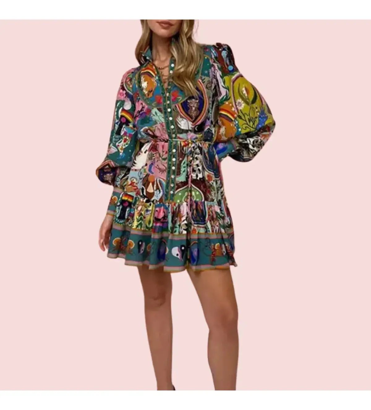 Alemais Evergreen Mini Dress In Multi Print Size 10 photo 4