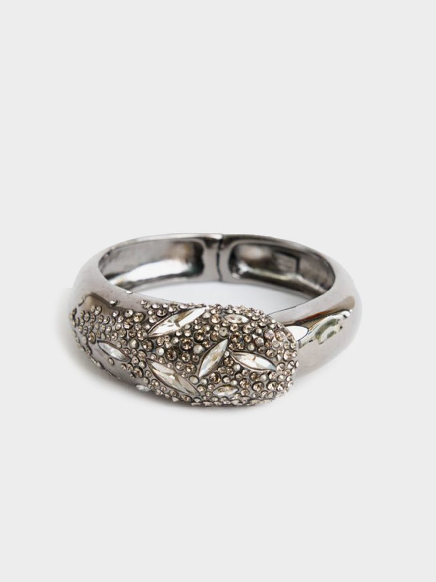 Alexis Bittar Crystal Embellished Hinged Bangle Silver photo 3