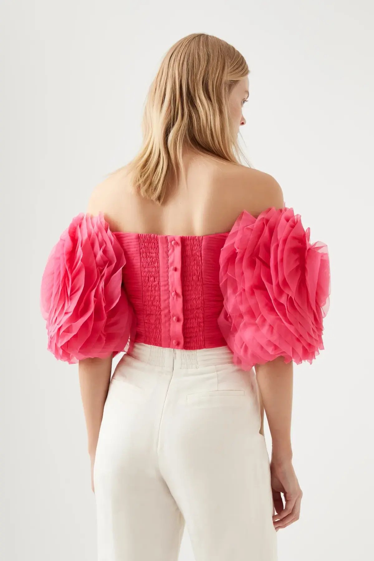 Aje Amour Bubble Top Berry Pink Size 8 photo 3