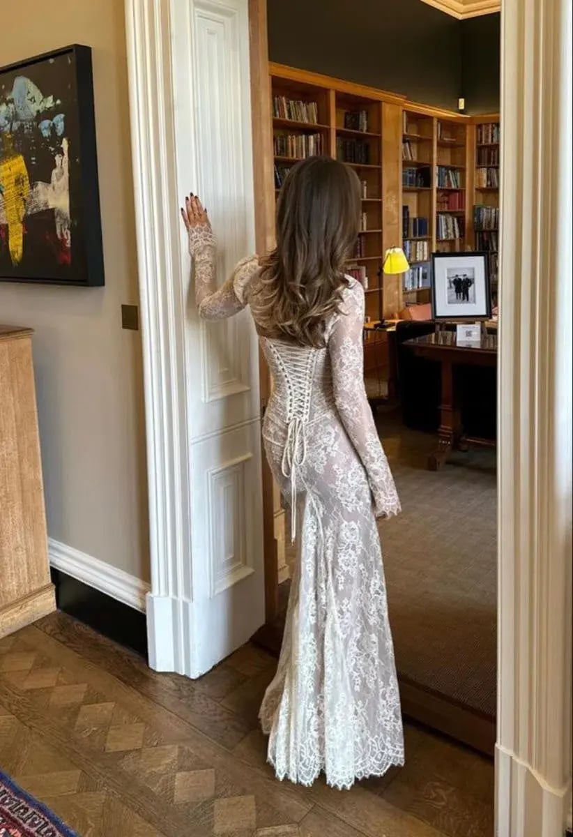 House of CB Artemis Lace Maxi Dress in Vintage Cream Size 10 photo 3