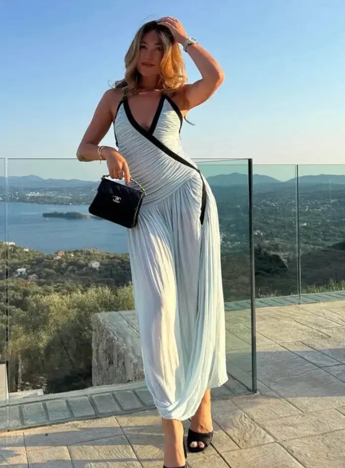 Christopher Esber Suspended Ruched Jersey Maxi Dress Blue Size Au6 photo 2