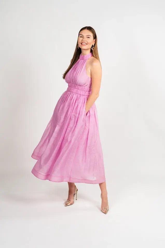 Zimmermann The Prima Halter Midi Dress in Persimmon Size 16 photo 3