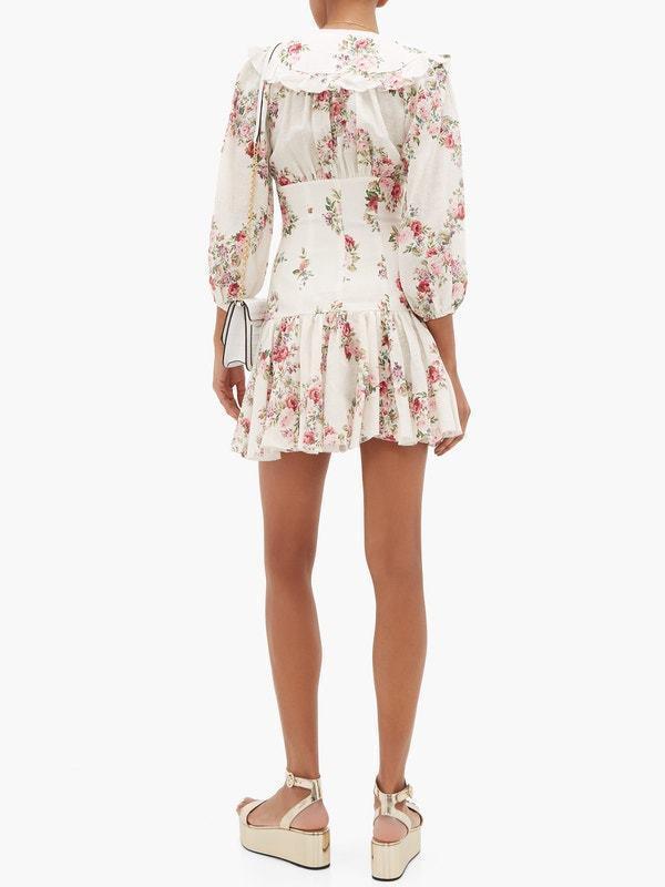 Zimmermann Honour Corset Mini Dress Cream Floral Size 0 / AU 8 photo 2