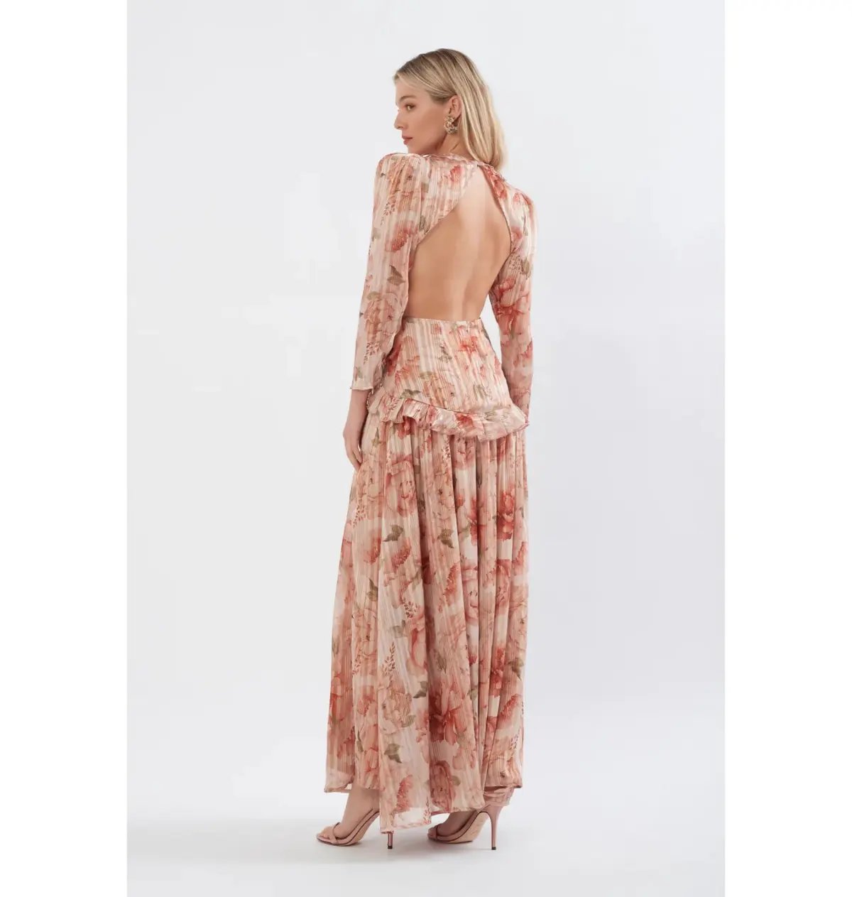 Sonya Moda Ruffle Cutout Maxi In Spiced Peonies Size AU 6 photo 2