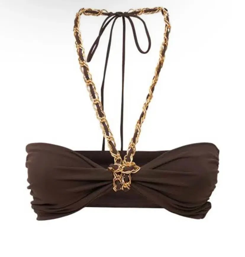 Bec & Bridge Joelene Chain Halterneck Crop Top Brown Size 6 photo 4