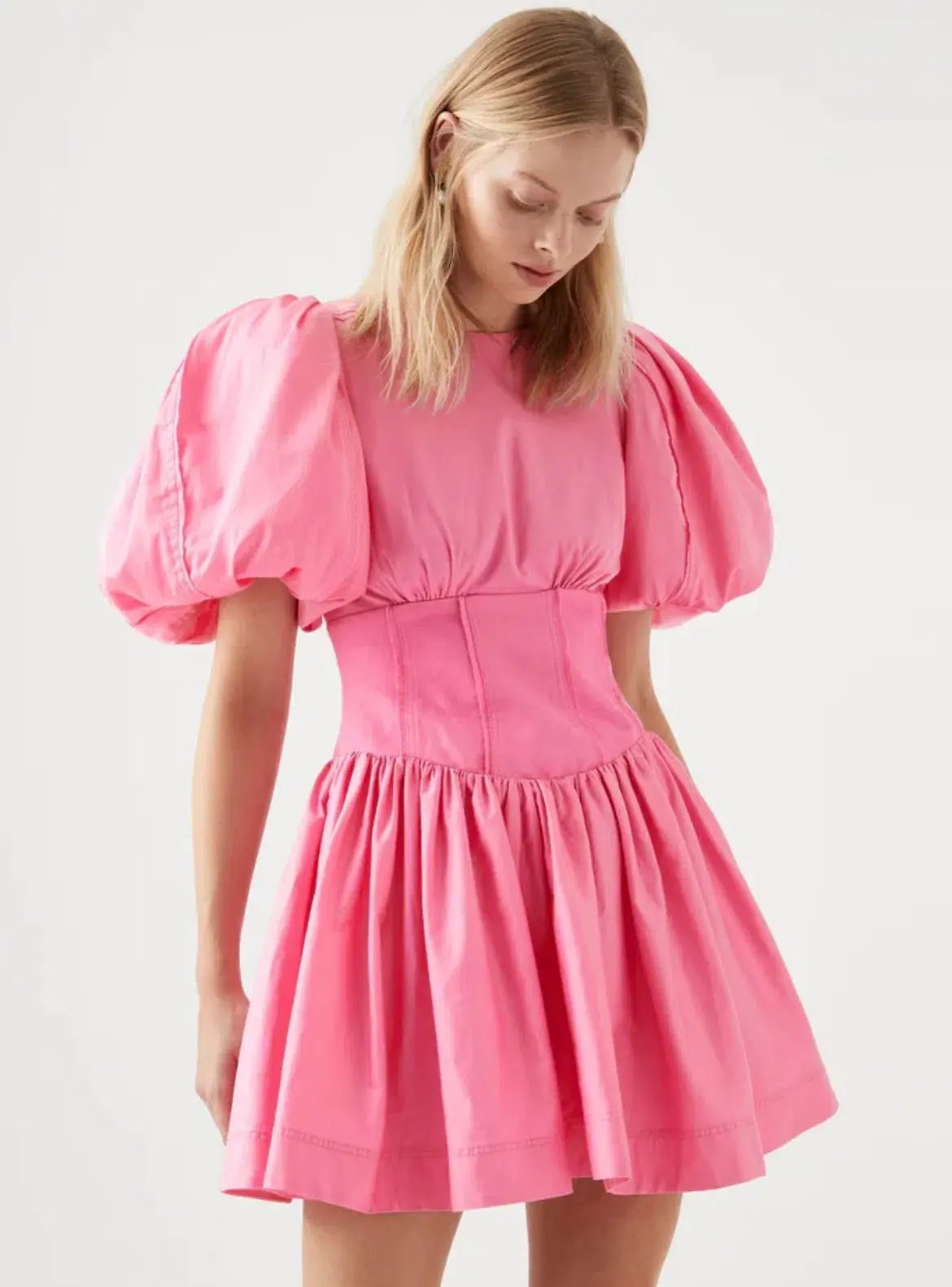 Aje Gianna Puff Sleeve Mini Dress Pink Size AU 8 photo 2