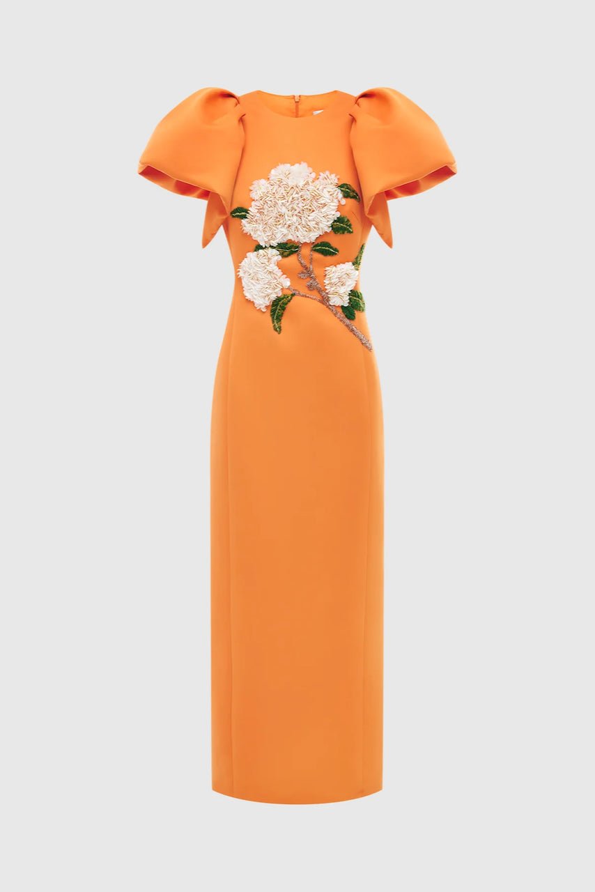 LEO LIN LUCINDA EMBELLISHED MAXI DRESS - HYDRANGEA PRINT IN TANGERINE photo 4