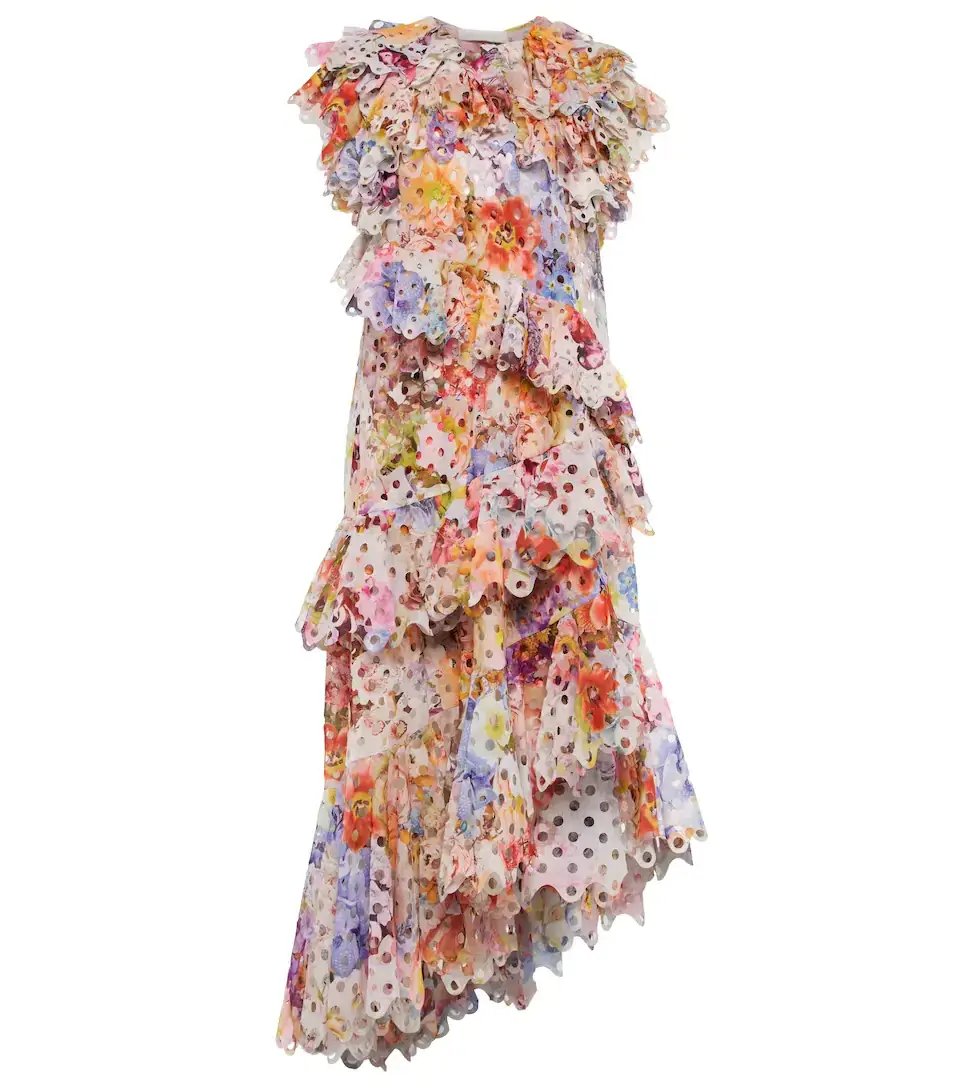 Zimmermann Prima Frilled Gown in Patchwork Floral Print Size 0 / AU 8 photo 4