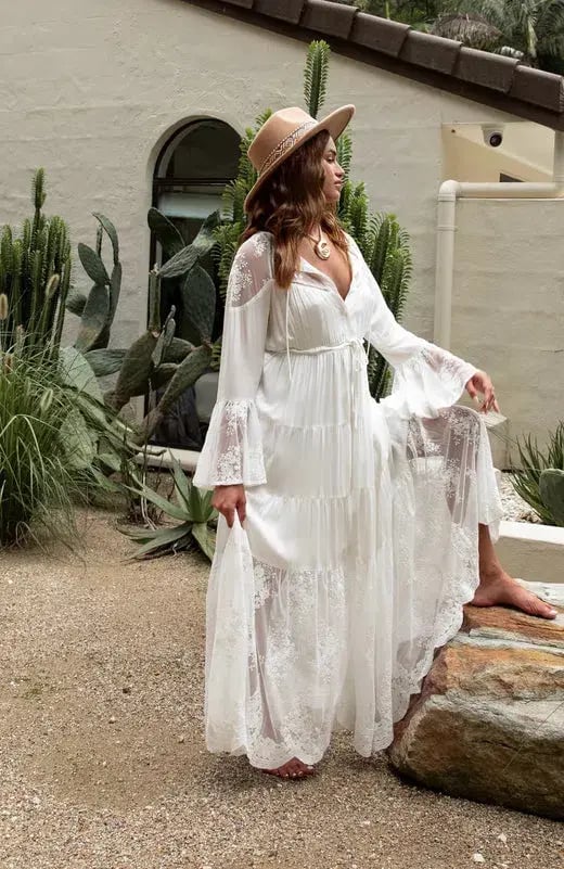 Coven & Co Boho Maternity Full Moon Lace Gown White Size M / AU 12 photo 9