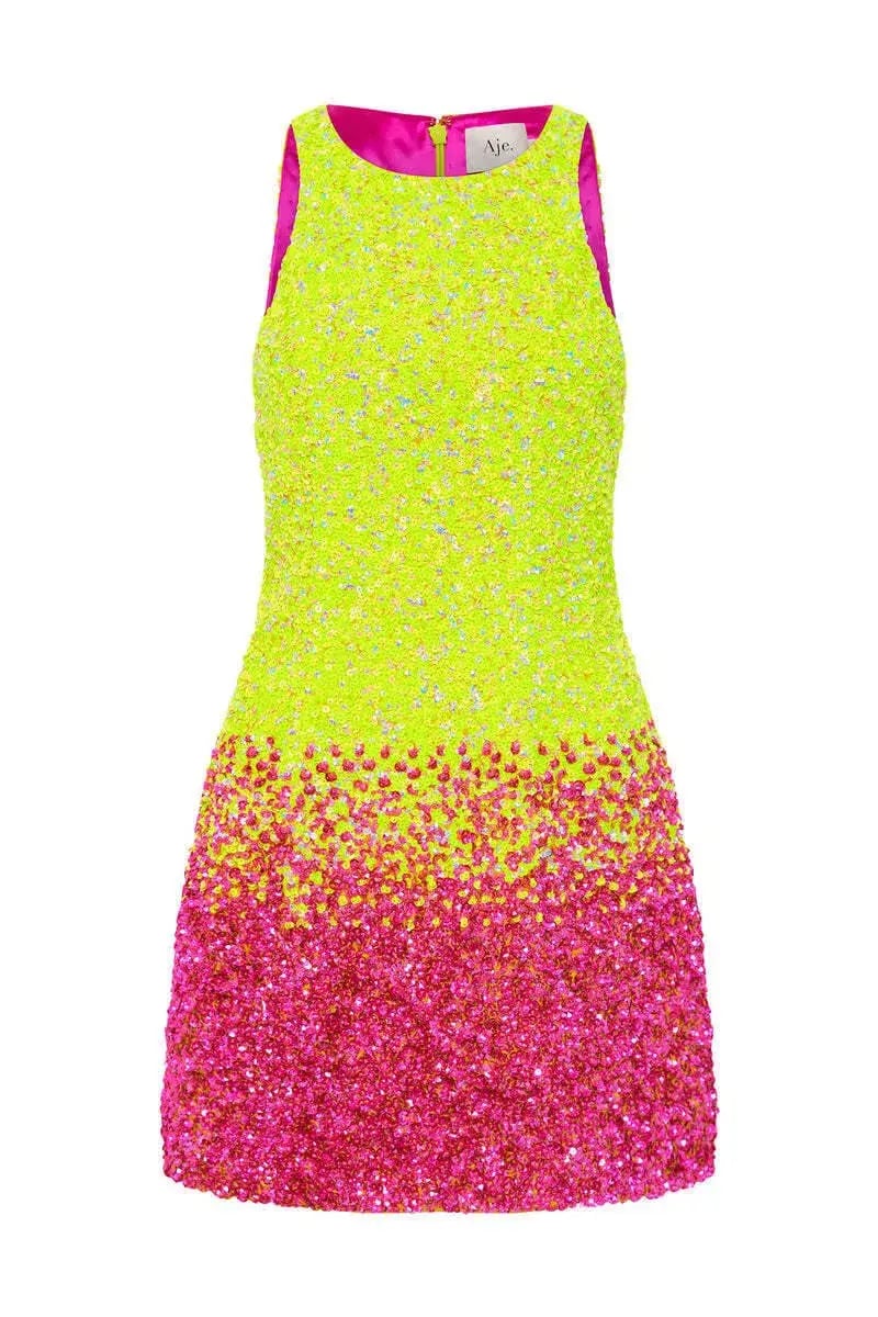 Aje Calypso Ombre Mini Dress Yellow Size 8 photo 3