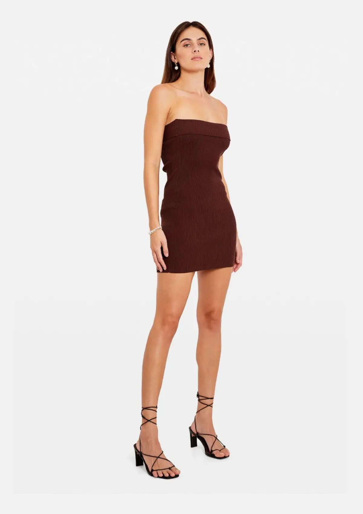 Tuchuzy Ribbed Tube Mini Dress Brown Size XS / AU 6 photo 2