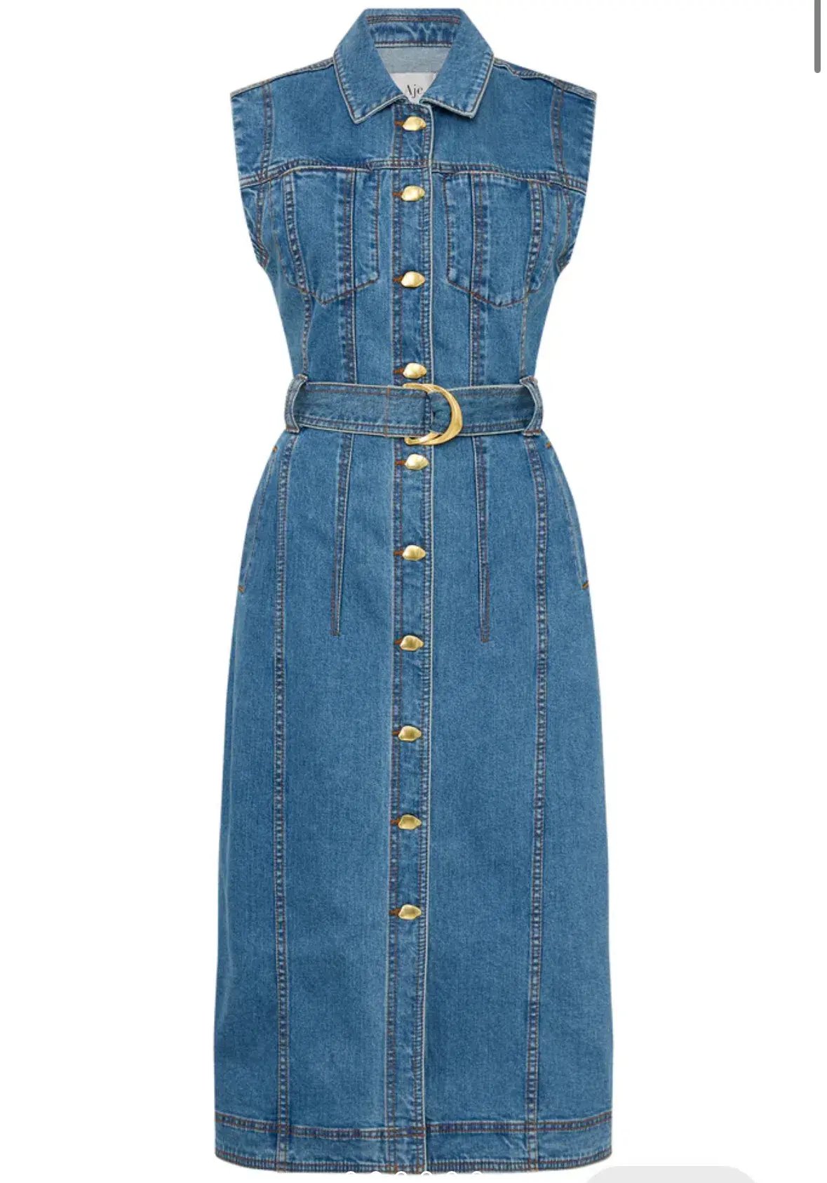 Aje Darcie Denim Midi Dress 90's Wash Size 16 photo 3