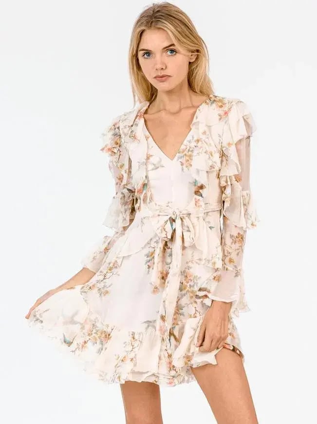 Zimmermann Folly Flutter Mini Dress Cream Floral Size 8 photo 2