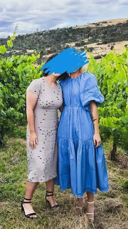 Joslin Vivienne Organic Cotton Smock Midi Dress Blue Size 8 photo 5
