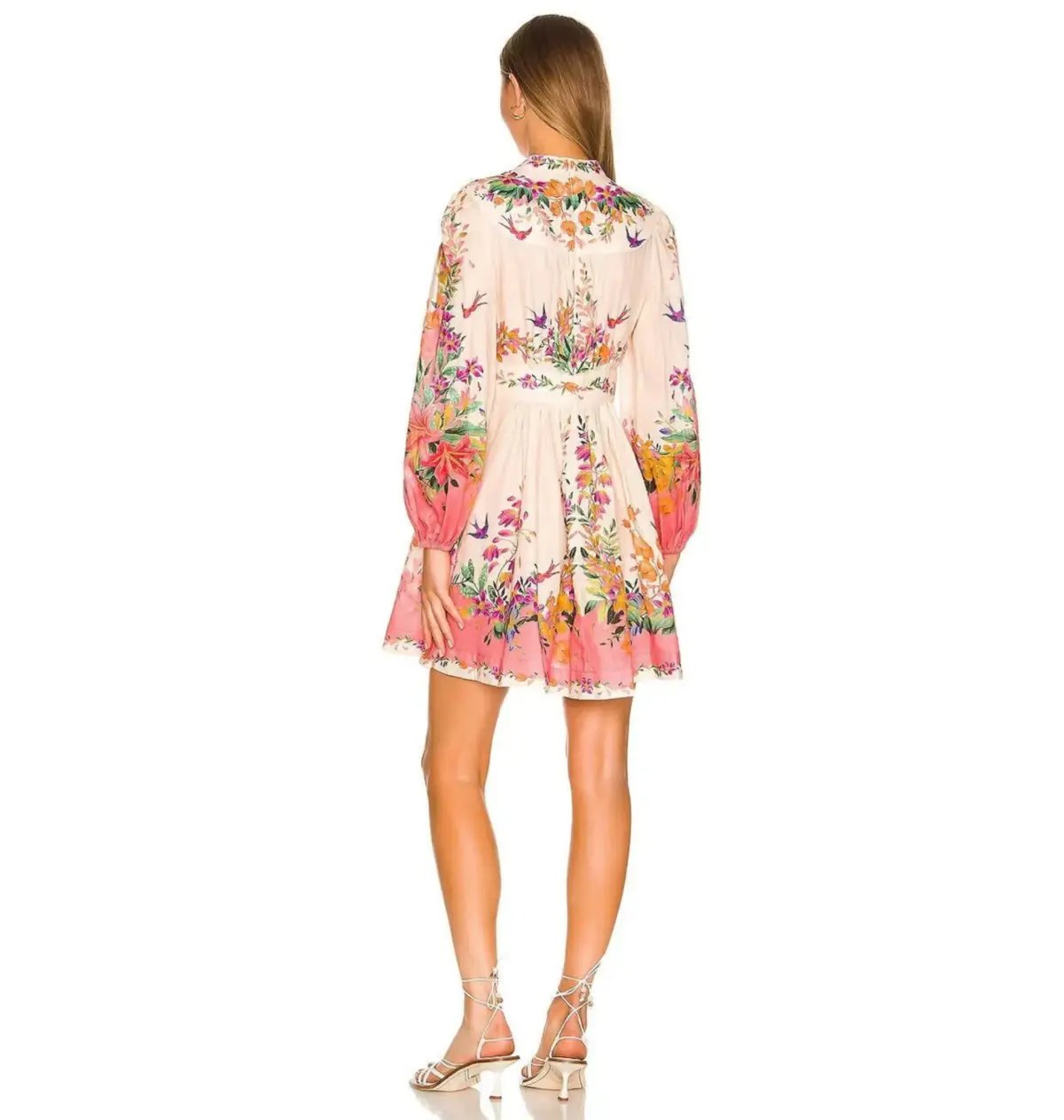 Zimmermann Tropicana Plunge Mini Dress Cream Floral Size 3 / AU 14 photo 5