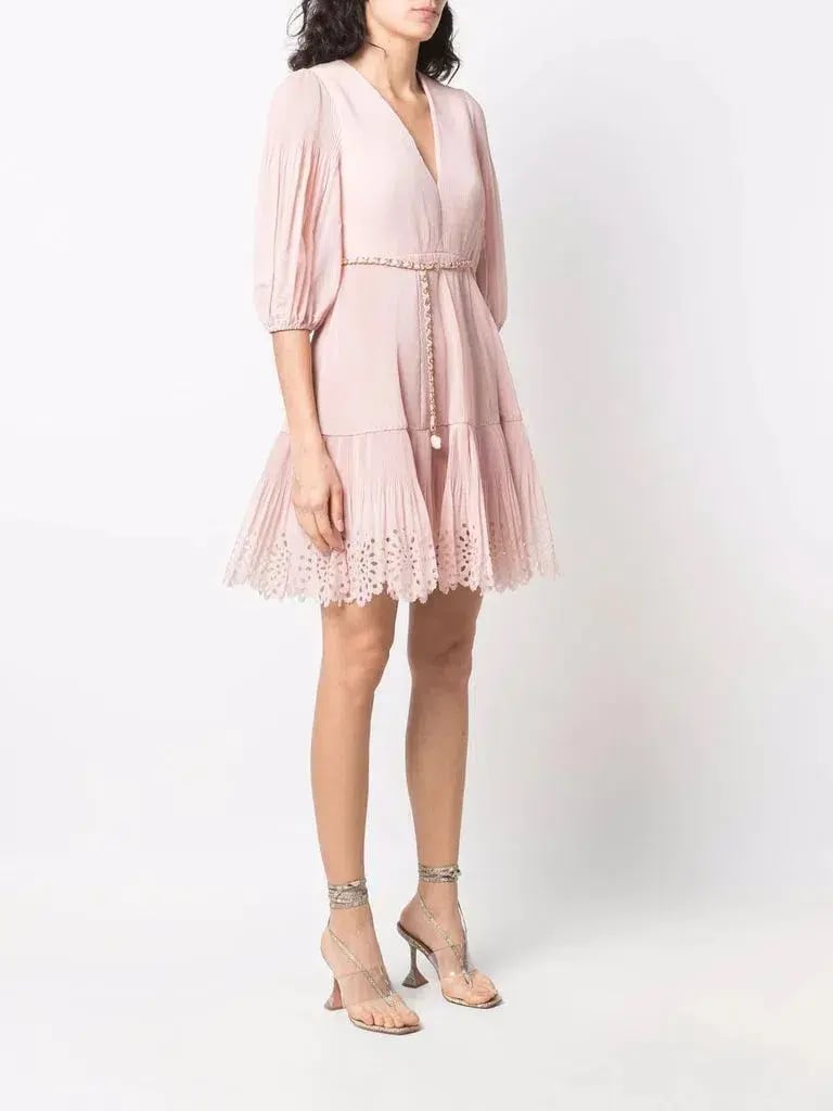 Zimmermann Pleated Mini Dress Pink Size 0 / Au 8 photo 2