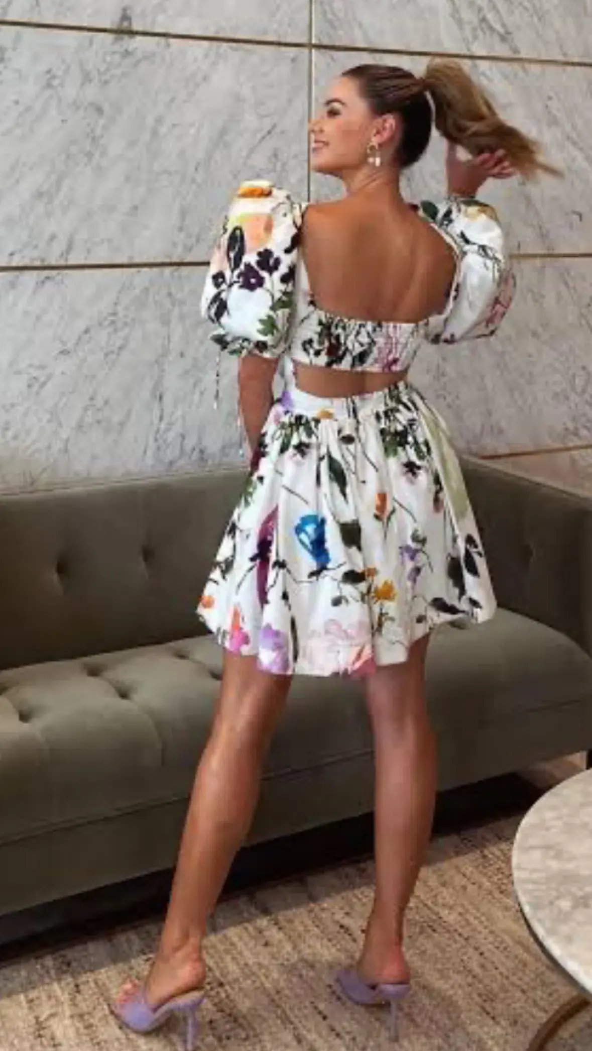 Aje Drift Puff Sleeve Mini Dress in Botanic Floral Print Size 10 photo 4