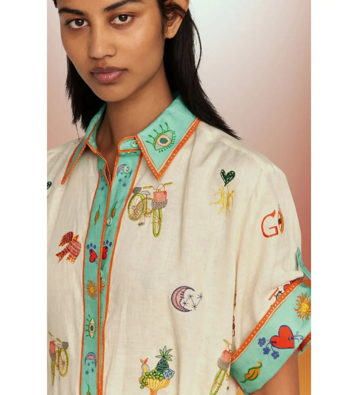 Alémais Holiday Go-to Embroidered Shirtdress Print Size AU 16 photo 2