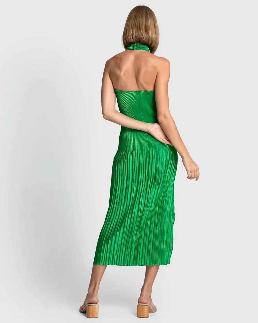 Lidee Soiree Halter Midi Dress in Bright Green Size 10 photo 2